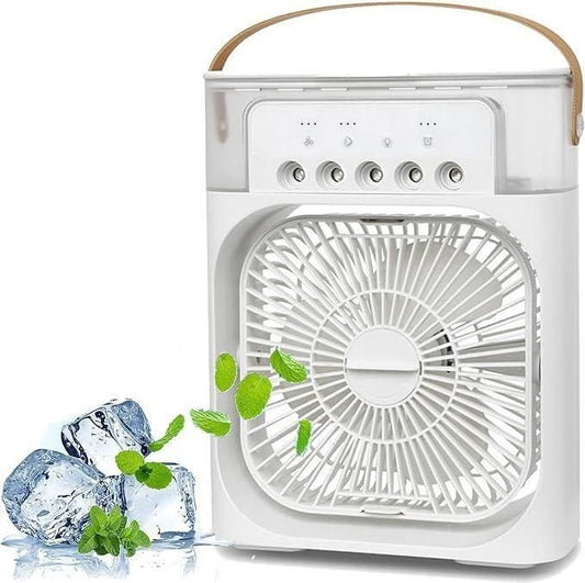 Mini Portable Air Cooler with LED Lights – 3-Speed USB Fan