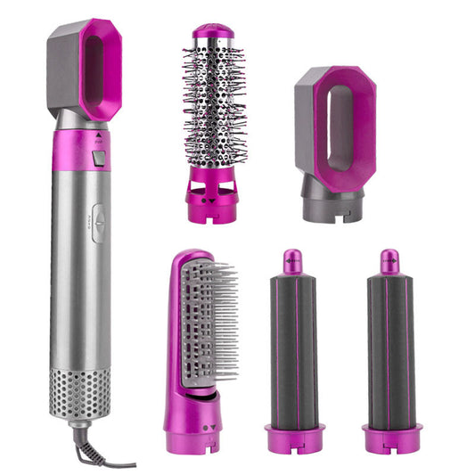 Multi-Functional 5-in-1 Hot Air Hair Dryer Brush with Detachable Comb for Drying, Straightening, Curling, Volumizing, and Styling
